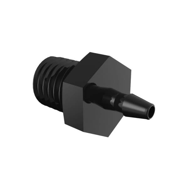Verbinder 1/4-28 UNF Gewinde zu Anschluss für 1/16"(1.6mm) ID Schlauch, PA schwarz, bns