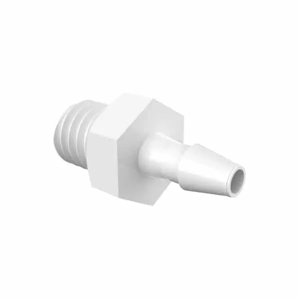 Adapter with M6 Thread and 3/32" Barb in Natural Kynar