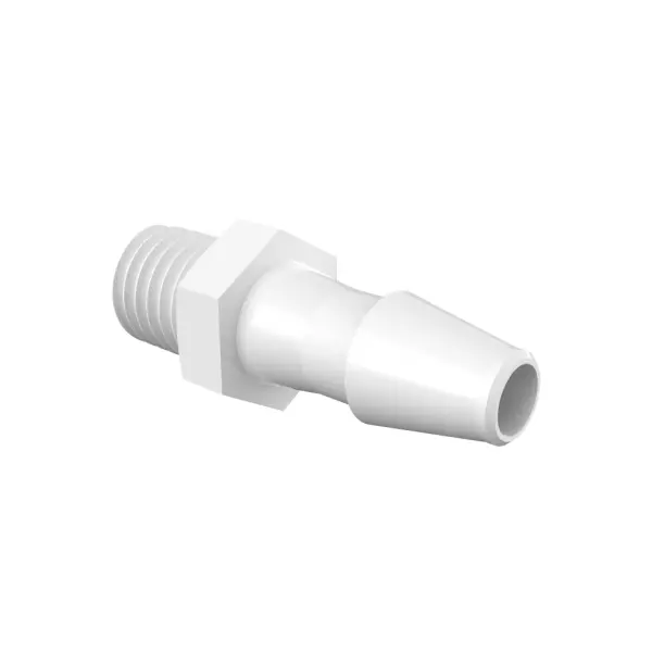 Adapter with 1/4" – 28 UNF Thread and 5/32" Barb in Natural Nylon