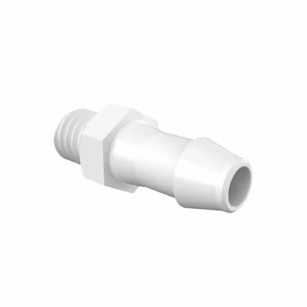 Adapter with M6 Thread and 3/16" Barb in Natural Kynar