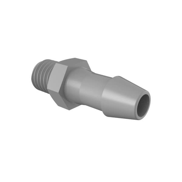 Verbinder 1/4-28 UNF Gewinde zu Anschluss für 3/16"(4.8mm) ID Schlauch, PVDF grau, bns