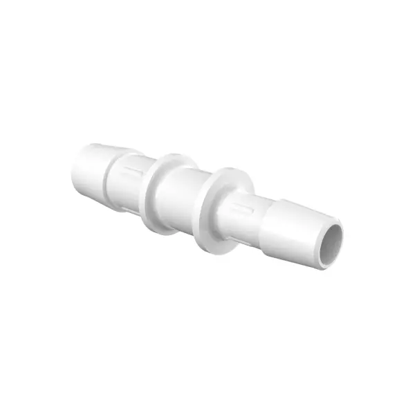 Reduzierverbinder, gerade mit Barbs für 1/2" (12.7mm) und 3/8" (9.5mm) ID Schlauch, PVDF natur, bns