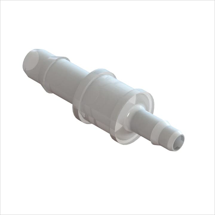 Reduzierverbinder, gerade mit Barbs für 3/32"(2.4mm) & 1/16"(1.6mm) ID Schlauch, Rigid Barb, Kynar PVDF, bns