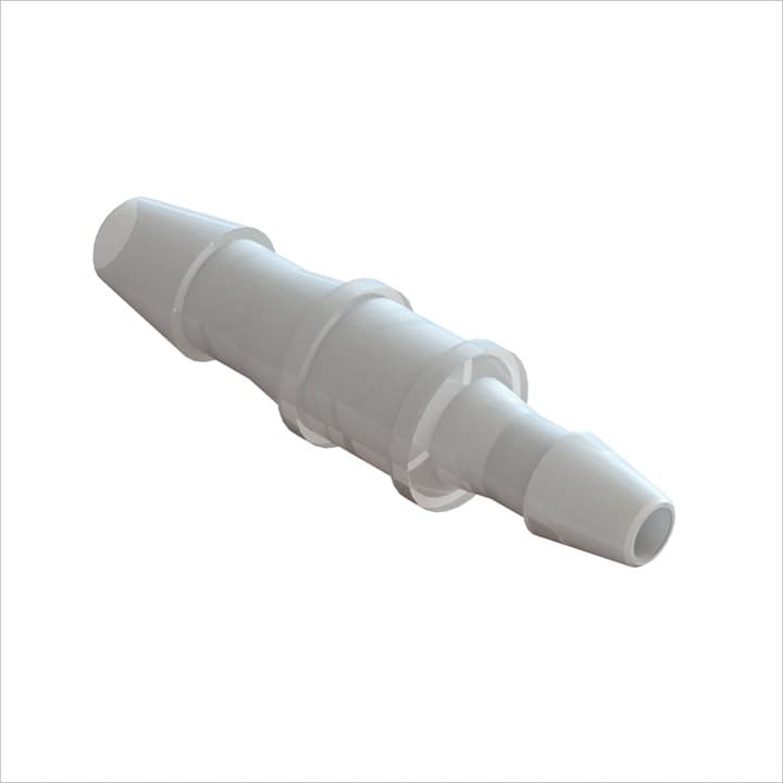 Reduzierverbinder gerade für Schlauch mit 1/8"(3.2mm) und 3/32"(2.4mm) ID, PVDF natur, bns