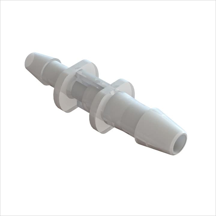 Reduzierverbinder, gerade mit Barbs für 5/32"(4.0mm) und 1/8"(3.2mm) ID Schlauch, Kynar PVDF, bns