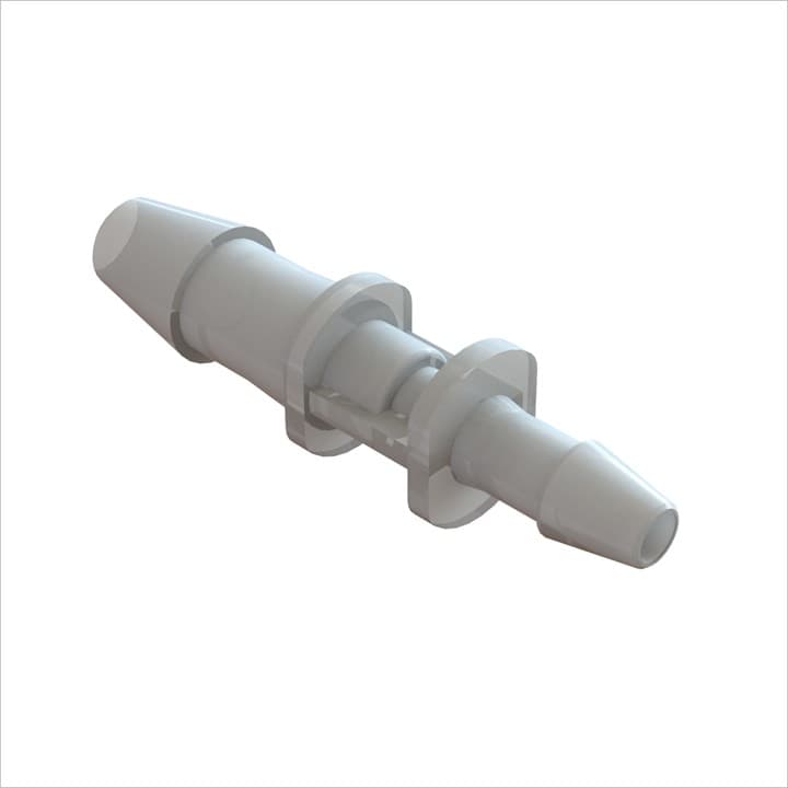 Reduzierverbinder, gerade mit Barbs für 3/16"(4.8mm) und 1/8"(3.2mm) ID Schlauch, Kynar PVDF, bns