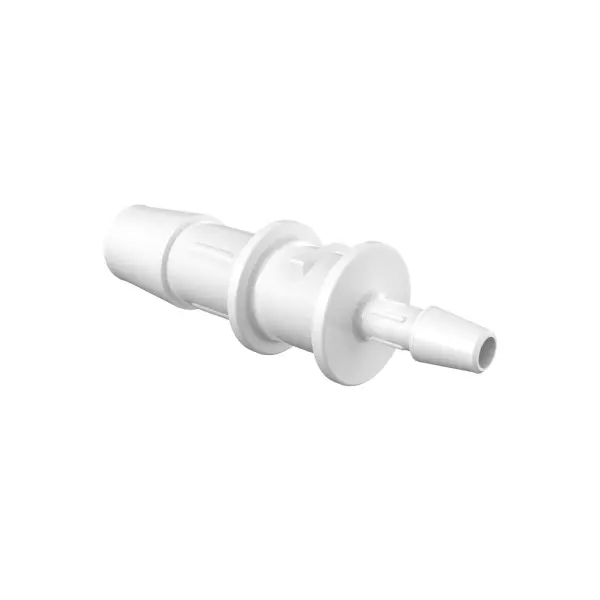 Reduzierverbinder, gerade mit Barbs für 3/8"(9.5mm) und 5/32"(4.0mm) ID Schlauch, PVDF natur, bns