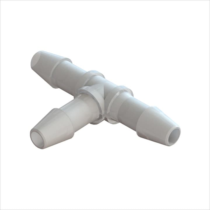 T-Verbinder mit Barbs für 1/16"(1.6mm) ID Schlauch, PVDF natur, bns