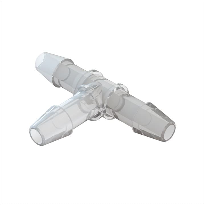 T-Verbinder mit Barbs für 1/8" (3.2mm) ID Schlauch, tierrückstandsfreies PP, bns