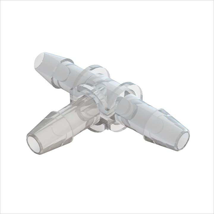 T-Verbinder mit Barbs für 5/32" (4.0mm) ID Schlauch, tierrückstandsfreies PP, bns