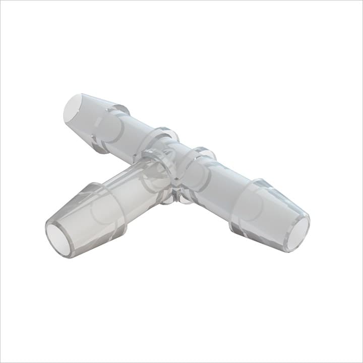 T-Verbinder mit Barbs für 1/4"(6.4mm) ID Schlauch, tierrückstandsfreies PP, bns