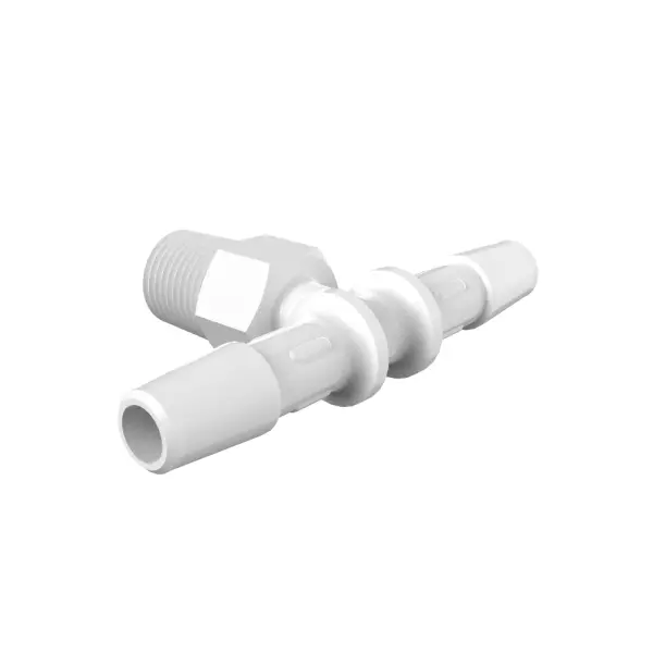 Non-Animal derived Polypropylene Tee 1/8" NPTx1/4" Barb