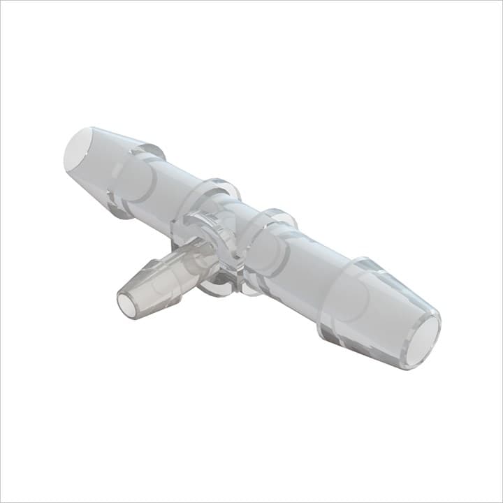 T-Reduzierer mit Barbs für 1/4"(6.4mm) und 1/8"(3.2mm) ID Schlauch, tierrückstandsfreies PP, bns
