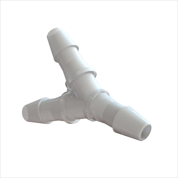 Y-Verbinder für 3/32" (2.4mm) ID Schlauch, Kynar PVDF, bns