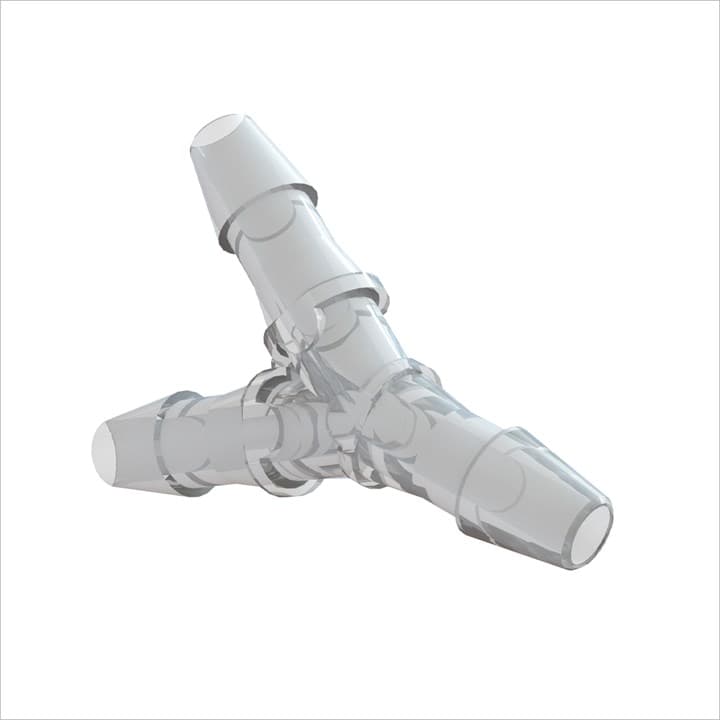 Y-Verbinder für 3/16" (4.8mm) ID Schlauch, tierrückstandsfreies PP, bns