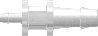 Straight Reducer, 500 Series Barb 6,4mm (1/4") ID to 500 Series Barb 3,2mm (1/8") ID, PP (Polypropylene) - Animal Free Natural
