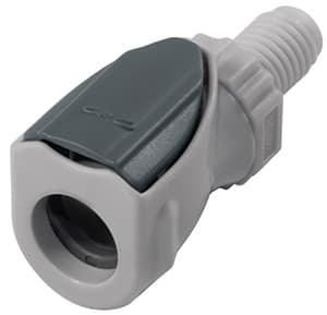 Straight, Thumb Latch - NS1 Non-Spill Series Female to UNF 1/4"-28, PP (Polypropylene) - Glass Filled Grey, 1/16" Flow, Plastic Latch