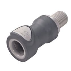 Female Thumb Latch - NS4 Non-Spill Series to  1/4" Male NPT Thread, Straight, PP (Polypropylene) - Glass Filled, Shut-Off