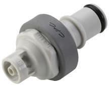 Straight, Thumb Latch - NS4 Non-Spill Series Male to Tube Fitment 3,2mm (1/8") ID, PP (Polypropylene) - Glass Filled Grey, 1/4" Flow