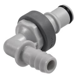 Male Thumb Latch - NS4 Non-Spill Series to  9,5mm (3/8") Tube Connection, Elbow, PP (Polypropylene) - Glass Filled, Shut-Off