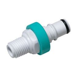 Male Thumb Latch - NS4 Non-Spill Series to  1/4" Male NPT Thread, Straight, ABS (Acrylonitrile butadiene styrene), Shut-Off