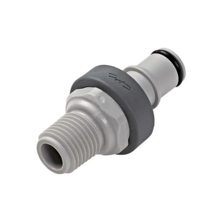NS4 Männliche Schnellverschlusskupplung, mit Ventil, 1/4" BSPT Gewinde, ABS weiß, bns (Bulk, unsteril)