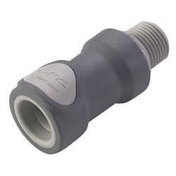 Female Thumb Latch - NS6 Non-Spill Series to  1/2" Male NPT Thread, Straight, PP (Polypropylene) - Glass Filled, Shut-Off