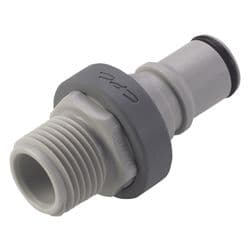 Male Thumb Latch - NS6 Non-Spill Series to  1/2" Male NPT Thread, Straight, PP (Polypropylene) - Glass Filled, Shut-Off