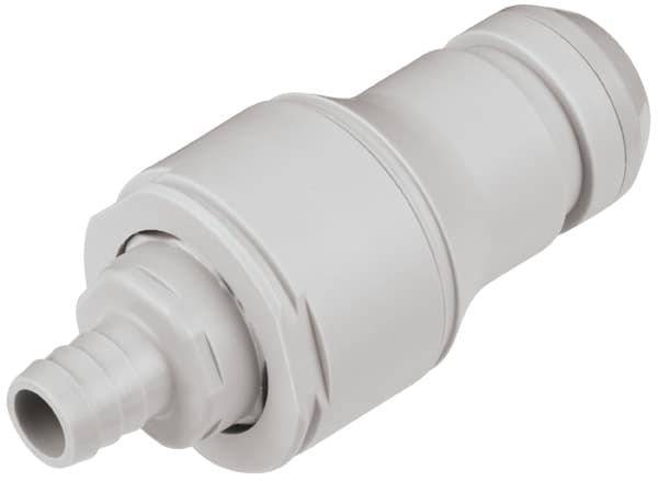 Straight, Thumb Latch - NSH Non-Spill Series Male to Tube Fitment 12,7mm (1/2") ID, PP (Polypropylene) - Glass Filled Grey, 1/2" Flow