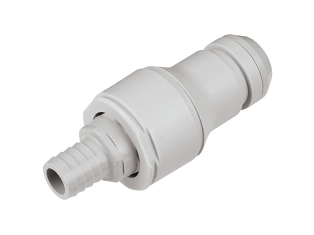 Straight, Thumb Latch - NSH Non-Spill Series Male to Tube Fitment 16,0mm (5/8") ID, PP (Polypropylene) - Glass Filled Grey, 1/2" Flow