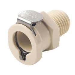 Female Thumb Latch - PLC/LC Series to  1/4" Male NPT Thread, Straight, PP (Polypropylene), Open-Flow