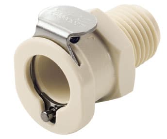 PLC Weibliche Schnellverschlusskupplung, offen, 1/4" NPT Gewinde, PP beige, bns (Bulk, unsteril)