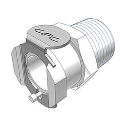 Female Thumb Latch - PLC/LC Series to  3/8" Male NPT Thread, Straight, Acetal, Open-Flow