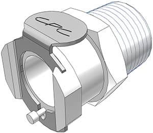 PLC Weibliche Schnellverschlusskupplung, offen, 3/8" NPT Gewinde, Acetal weiß, bns (Bulk, unsteril)