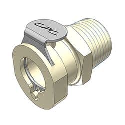 Female Thumb Latch - PLC/LC Series to  3/8" Male NPT Thread, Straight, PP (Polypropylene), Open-Flow