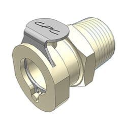 Female Thumb Latch - PLC/LC Series to  3/8" Male BSPP Thread, Straight, PP (Polypropylene), Open-Flow