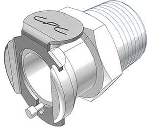 PLC Weibliche Schnellverschlusskupplung, offen, 3/8" BSPT Gewinde, Acetal weiß, bns (Bulk, unsteril)