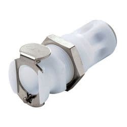 Female Thumb Latch - PLC/LC Series to  6,4mm (1/4") John Guest Tube Connection PTF (Push to Fit), Panel Mount, Acetal, Open-Flow