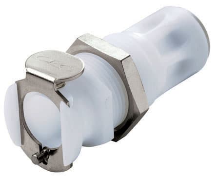 PLC Weibliche Gehäusedurchführung offen, Push-In für 1/4"(6,4mm) AD Schlauch, Acetal weiß, bns (Bulk, unsteril)