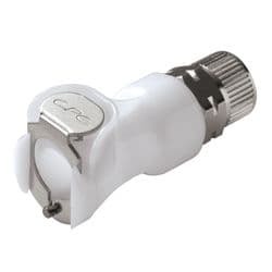 Female Thumb Latch - PLC/LC Series to  8,0mm (5/16") Tube Connection PTF (Push to Fit), Straight, Acetal, Open-Flow