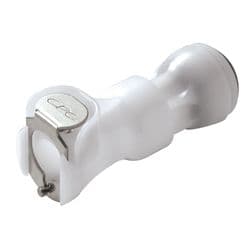 Female Thumb Latch - PLC/LC Series to  9,5mm (3/8") John Guest Tube Connection PTF (Push to Fit), Straight, Acetal, Open-Flow