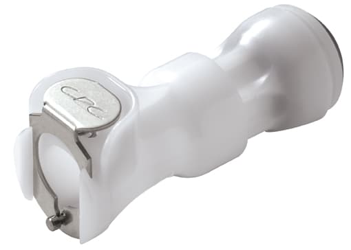 PLC Weibliche Schnellverschlusskupplung, Push-In für 3/8"(9,5mm) AD Tube, Schlauch, Acetal weiß, bns (Bulk, unsteril)