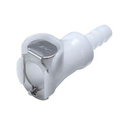 Female Thumb Latch - PLC/LC Series to  6,4mm (1/4") Tube Connection, Straight, Acetal, Open-Flow