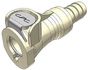 PLC Weibliche Schnellverschlusskupplung, offen, Barb für 3/8"(9,5mm) ID Schlauch, PP beige, bns (Bulk, unsteril)