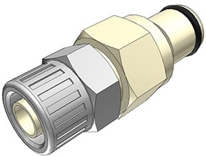 PLC Männliche Schnellverschlusskupplung, offen, PTF für 3/8"(9,5mm) AD Schlauch, PP beige, bns (Bulk, unsteril)