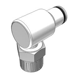 Male Thumb Latch - PLC/LC Series to  9,5mm (3/8") Tube Connection PTF (Push to Fit), Elbow, Acetal, Open-Flow