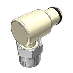 Male Thumb Latch - PLC/LC Series to  9,5mm (3/8") Tube Connection PTF (Push to Fit), Elbow, PP (Polypropylene), Open-Flow