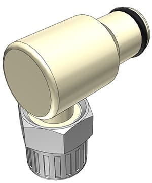 PLC Männlicher Ellbogenkonnektor, offen, PTF für 3/8"(9,5mm) AD Schlauch, PP beige, bns (Bulk, unsteril)