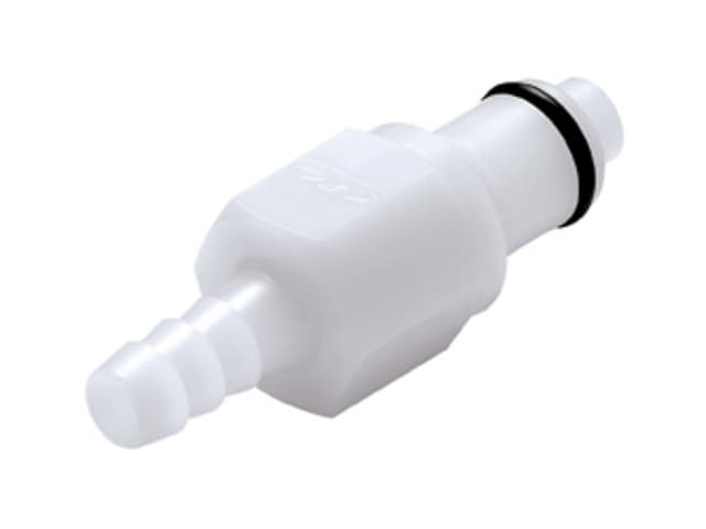 Straight, Thumb Latch - PLC/LC Series Male to Tube Fitment 8,0mm (5/16") ID, Acetal White, 1/4" Flow