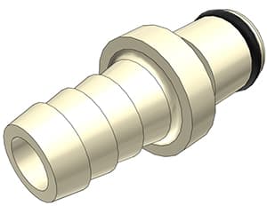PLC Männliche Schnellverschlusskupplung, offen, Barb für 3/8"(9,5mm) ID Schlauch, PP beige, bns (Bulk, unsteril)